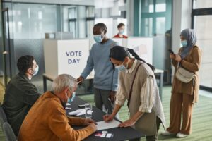 people inside the voting precint