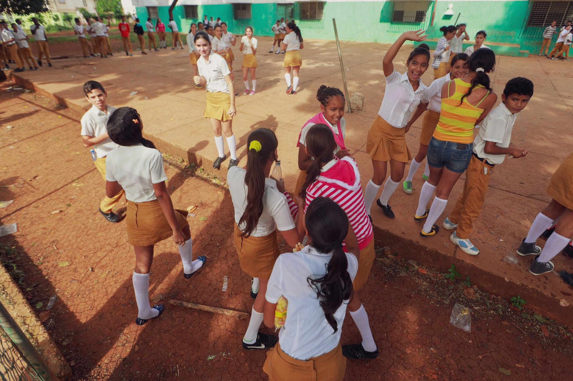 students playing in the school