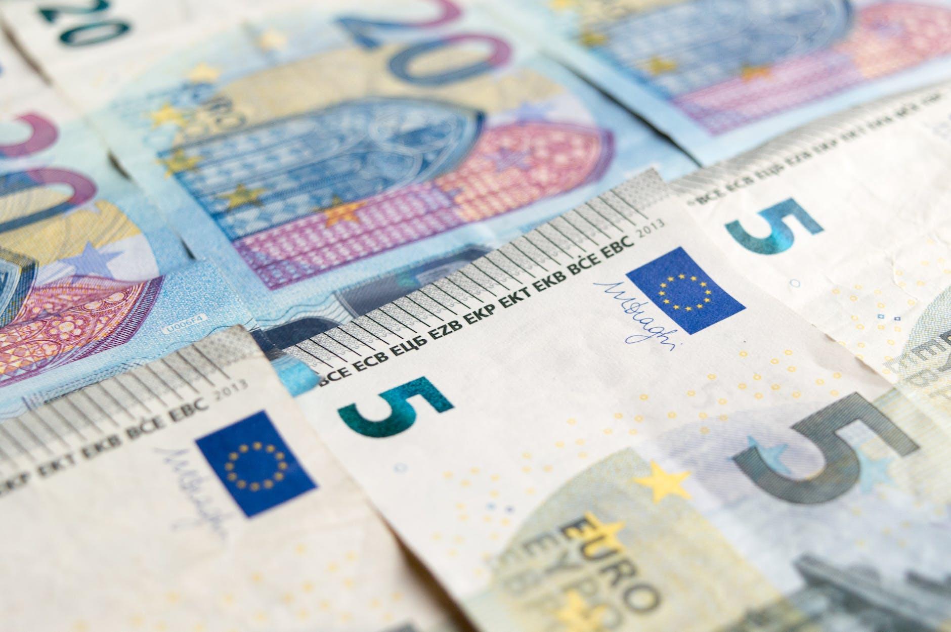 close up of euro bills