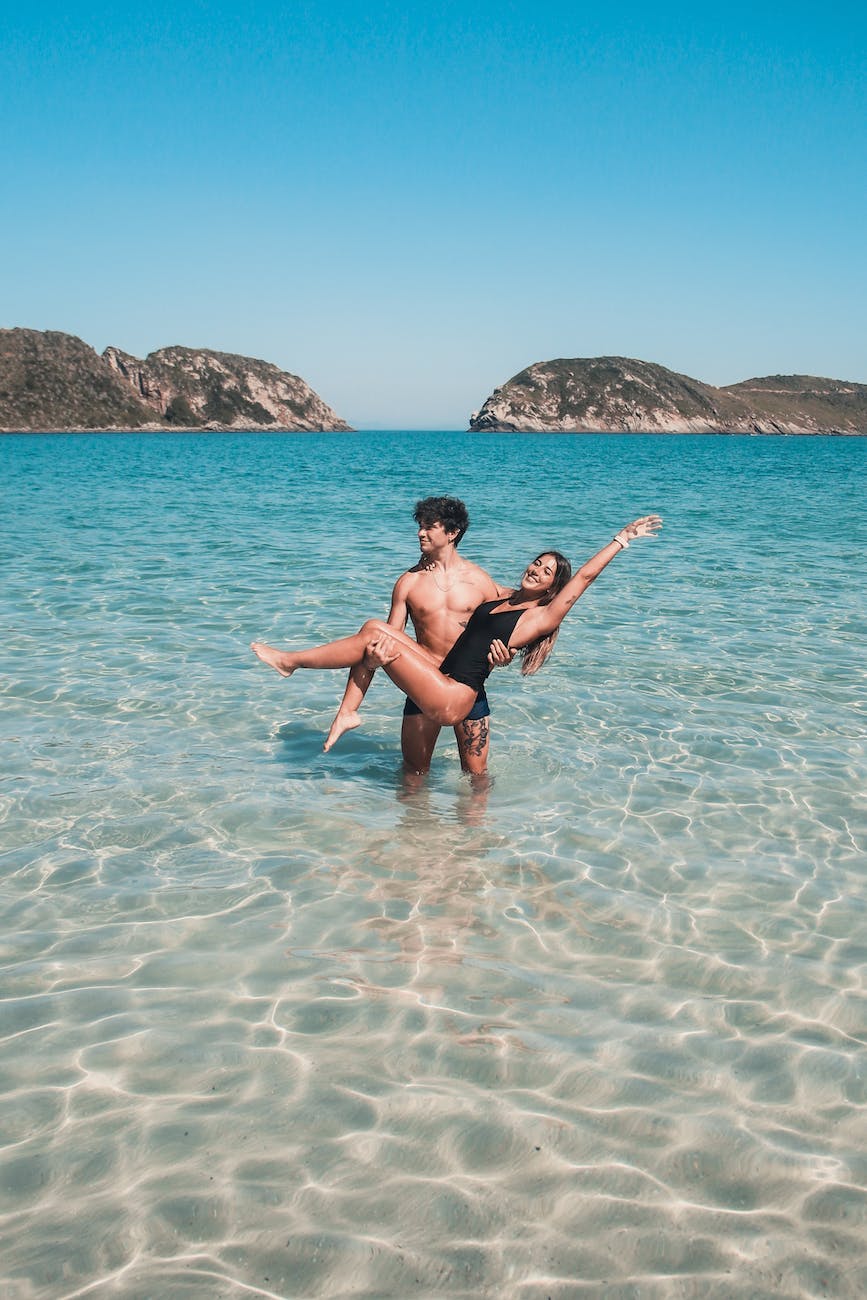 young couple enjoying holiday in warm countries