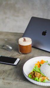 food and drink on the table