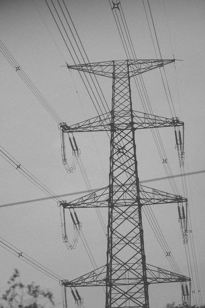 electricity pylon with abundance of cables