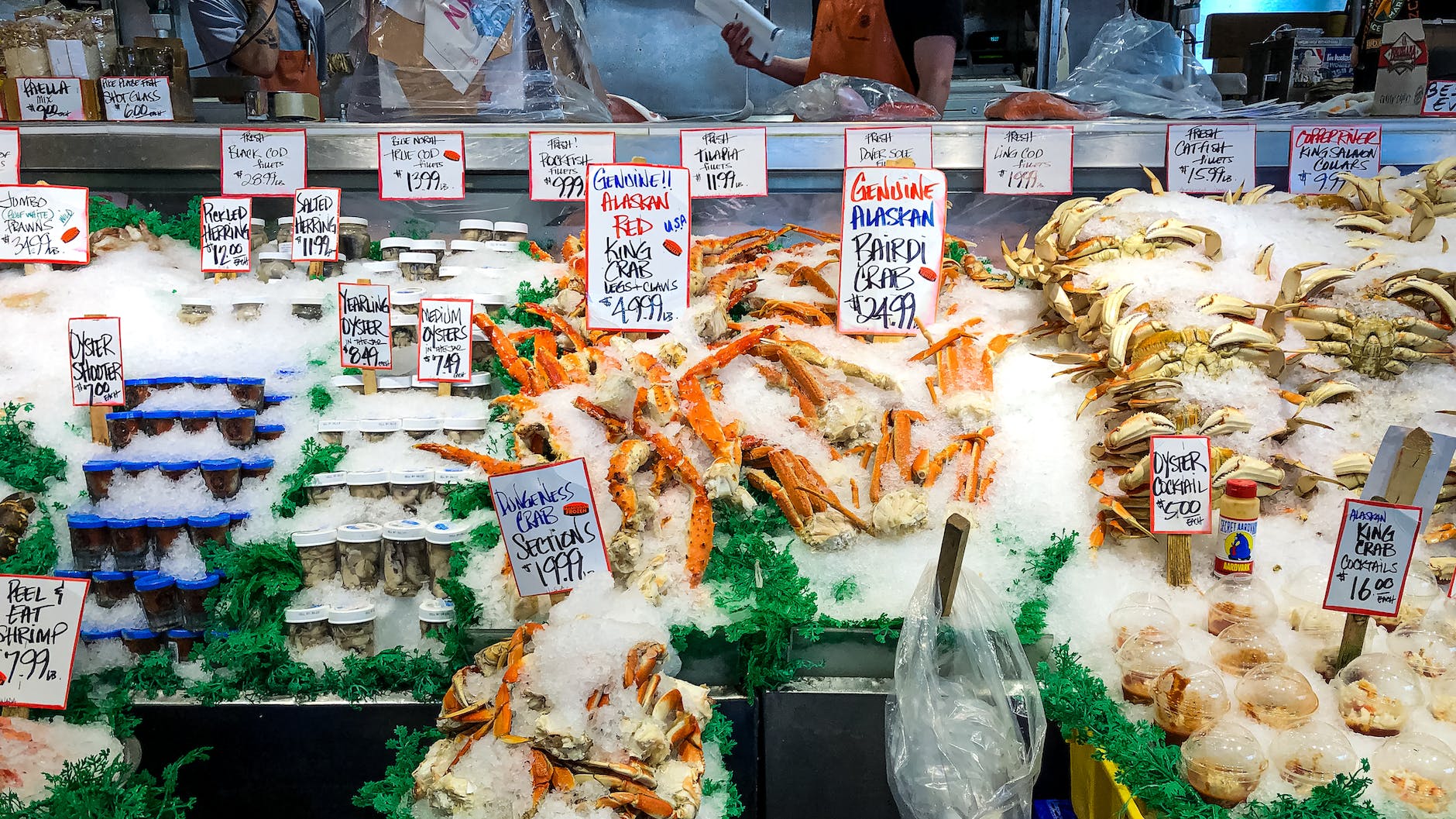 seafoods on fish market