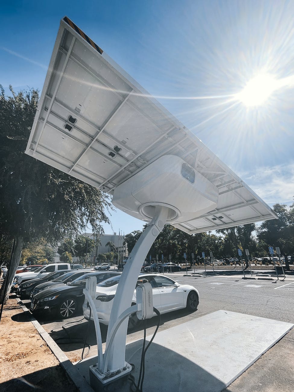 parked cars near charging stations