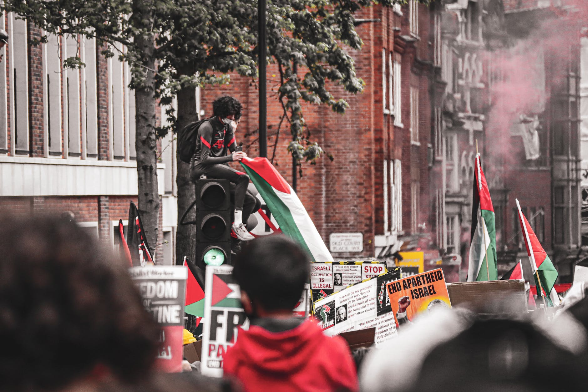 people protesting in the street