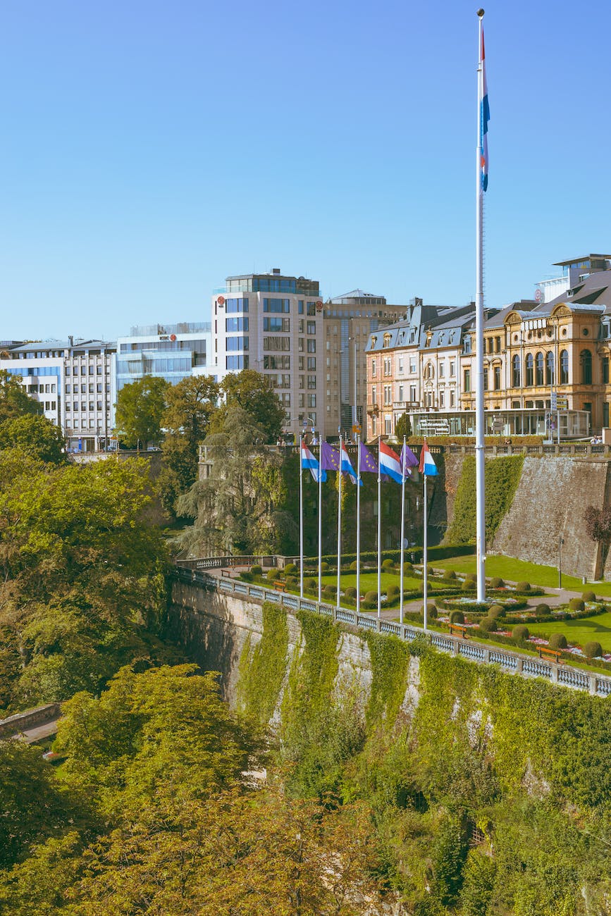 flags in park in luxembourg