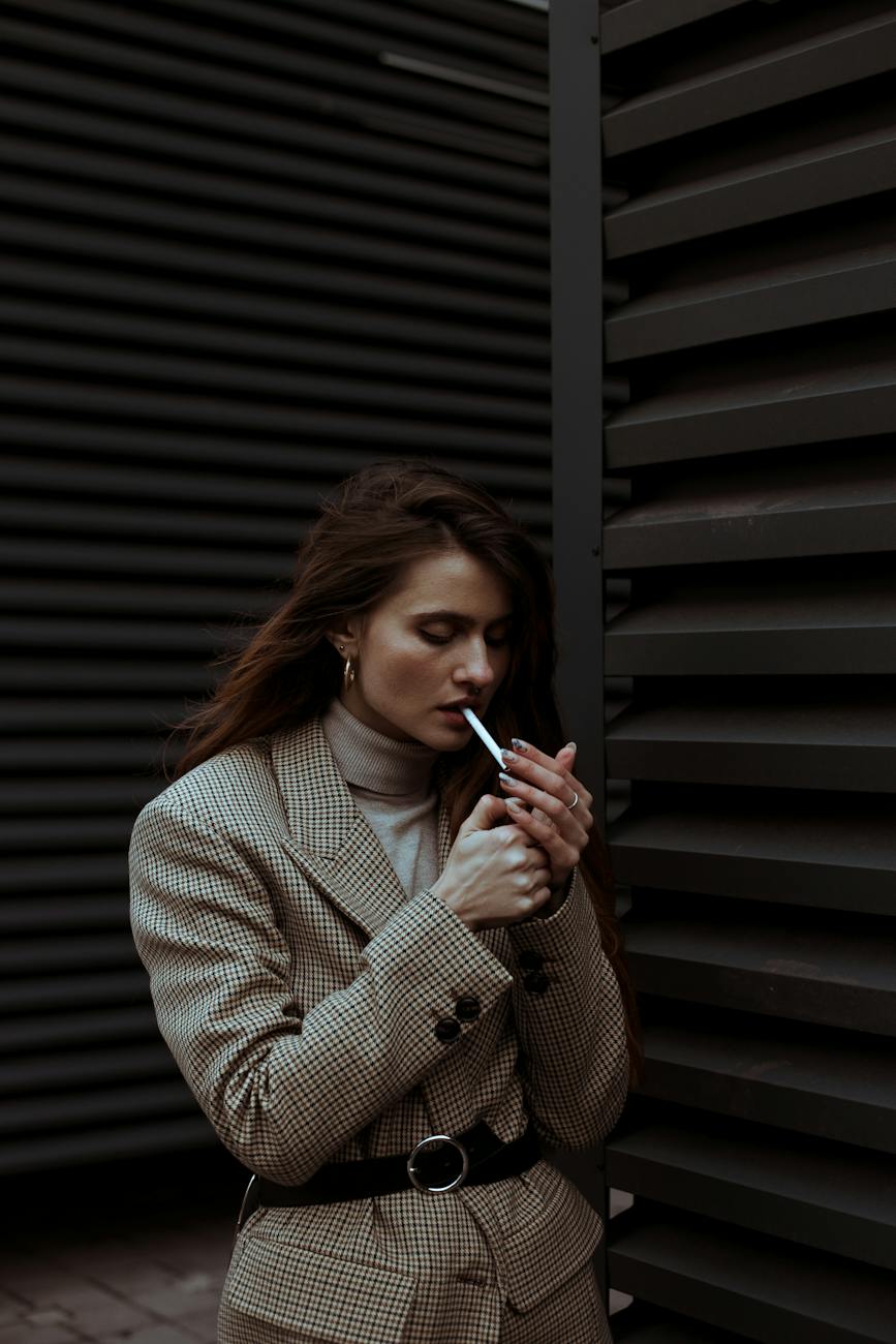 woman smoking cigarette