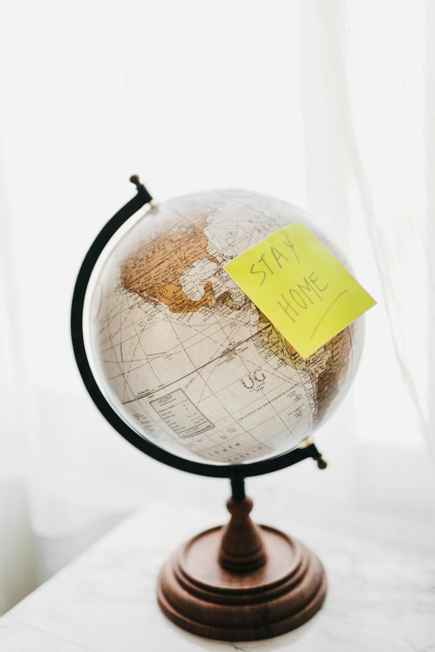 black and brown desk globe