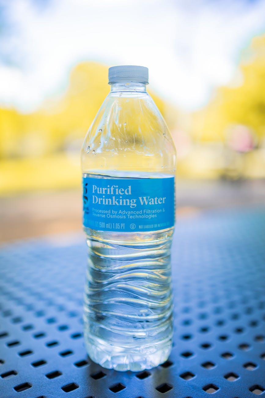 bottle of water on table